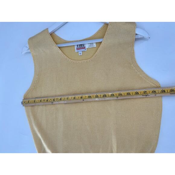 Fia Vintage Knit Tank Womens Large Yellow Sleeveless Sweater Cotton Pullover Top - Picture 15 of 16